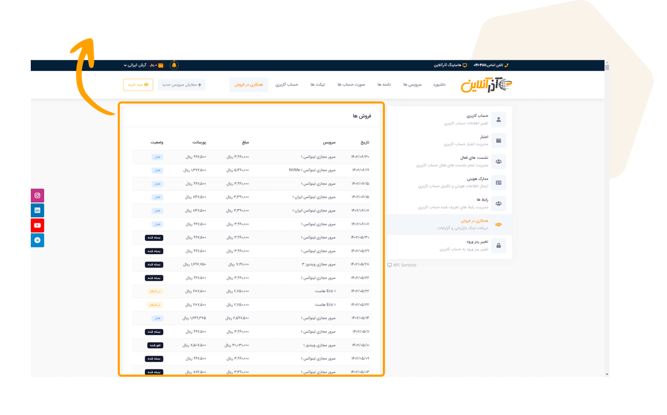 داشبورد آذرآنلاین داشبورد آذرآنلاین